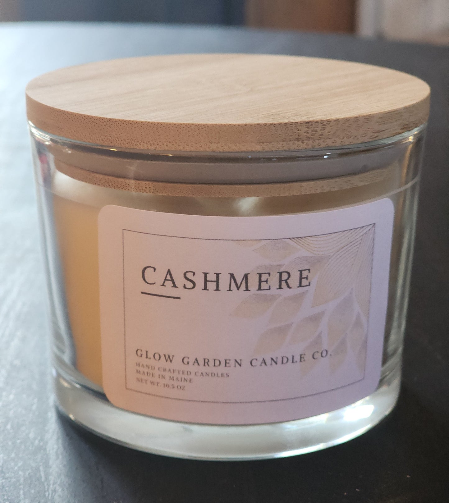 Cashmere 10.5 oz candle with bamboo lid