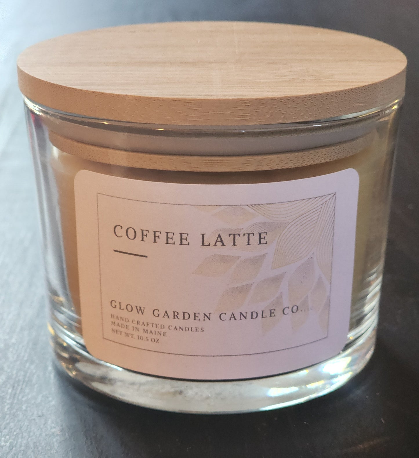 Coffee Latte 10.5 oz candle with bamboo lid