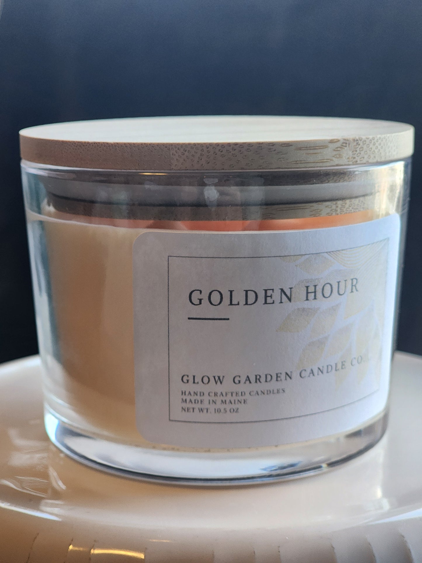 Golden Hour 10.5 oz candle with bamboo lid