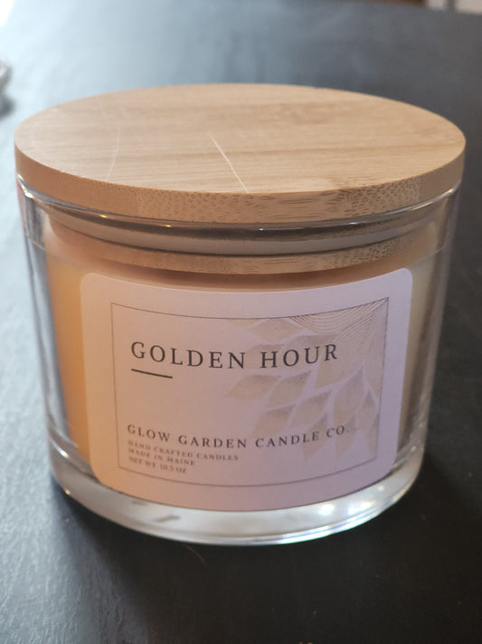 Golden Hour 10.5 oz candle with bamboo lid