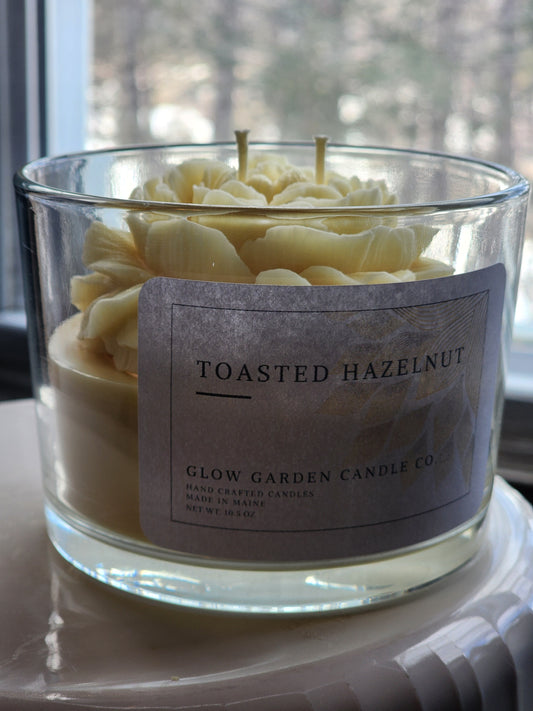 Toasted Hazelnut 10oz Candle with Flower