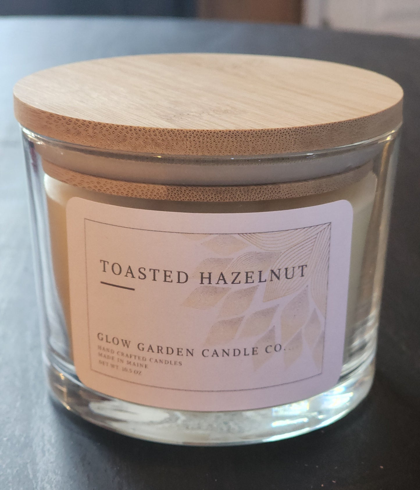 Toasted Hazelnut 10.5 oz candle with bamboo lid